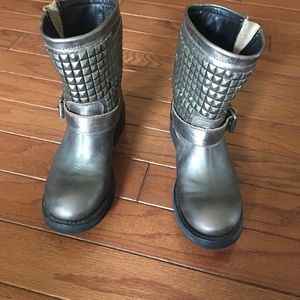 Ash pewter studded moto boots